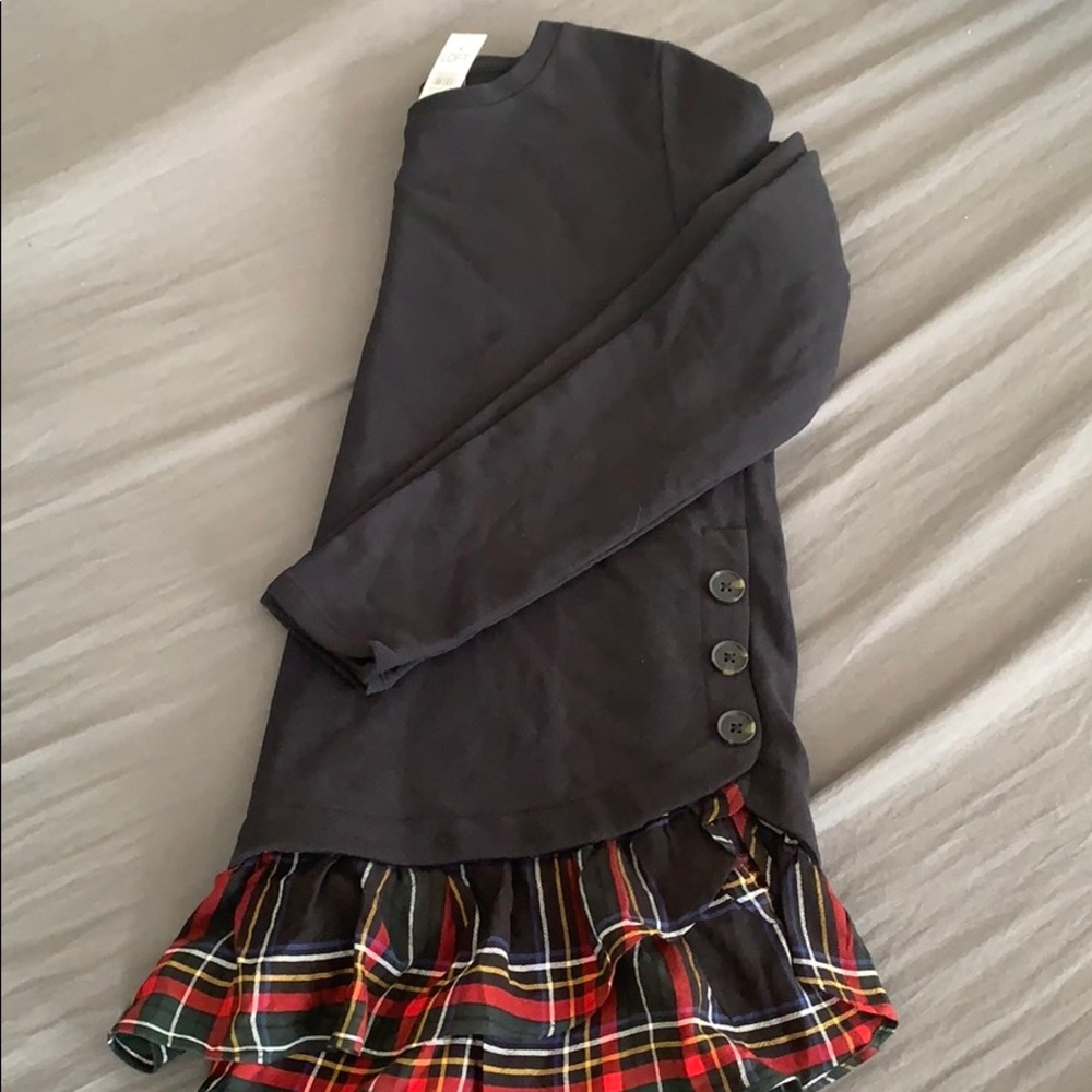 NWT Loft Long Sweatshirt with Plaid Ruffle
